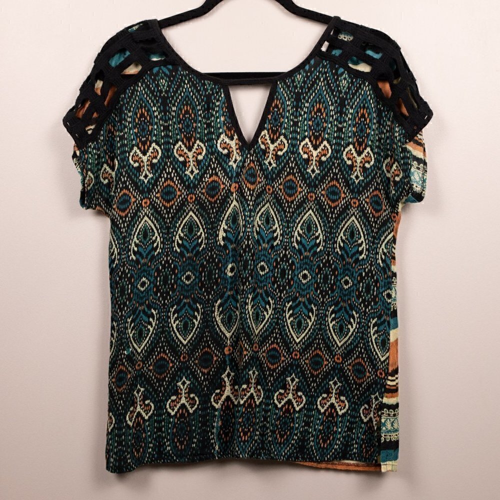 California Moon Rise abstract print top-XS